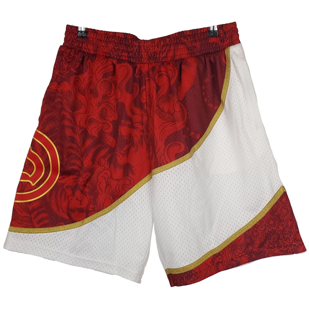 Atlanta Hawks Mitchell & Ness NBA Large Jersey Shorts CNY Tiger Red White New‎